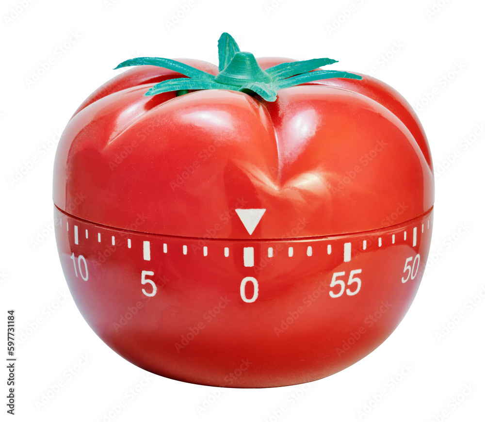 Isolated red kitchen tomato timer - obrazy, fototapety, plakaty 