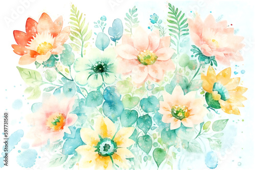 Beautiful watercolor floral wedding illustration