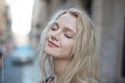 portrait of young woman with dreamy expression