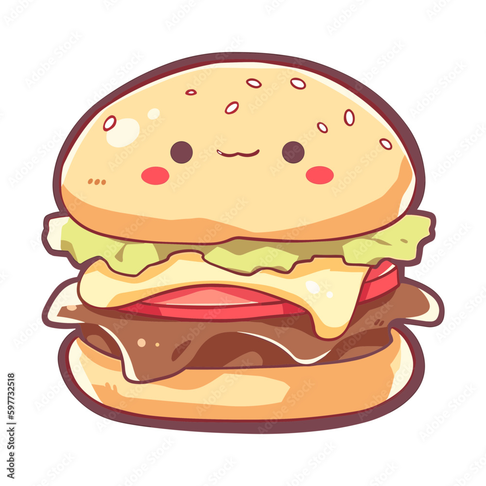Cute burger illustration flat design Cute burger illustration flat design