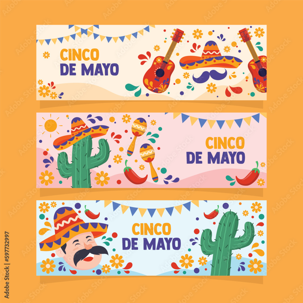Cinco De Mayo Banner Design Set
