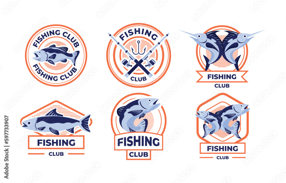 Fishing Badge Design Set