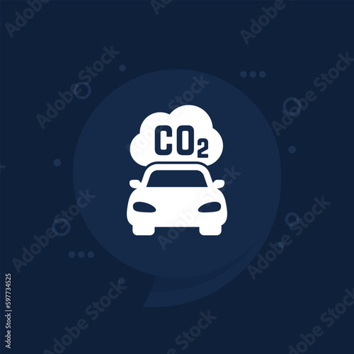 carbon emissions of a car vector icon