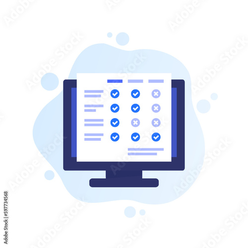 comparison chart icon with a computer