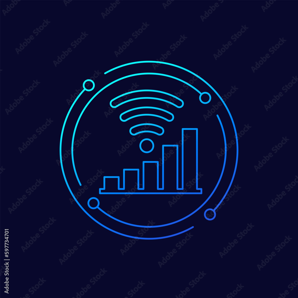 Wi-Fi signal strength icon, linear design Wi-Fi signal strength icon, linear design