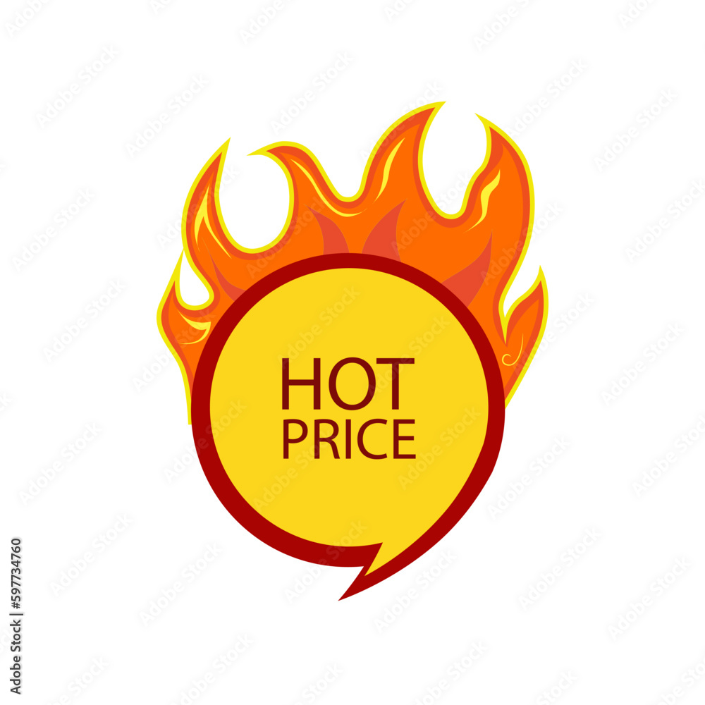 Hot price fire label on white background, vector illustration Hot price fire label on white background, vector illustration