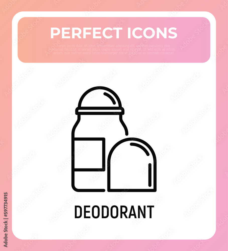 Deodorant thin line icon. Personal hygiene care. Modern vector illustration. Deodorant thin line icon. Personal hygiene care. Modern vector illustration.