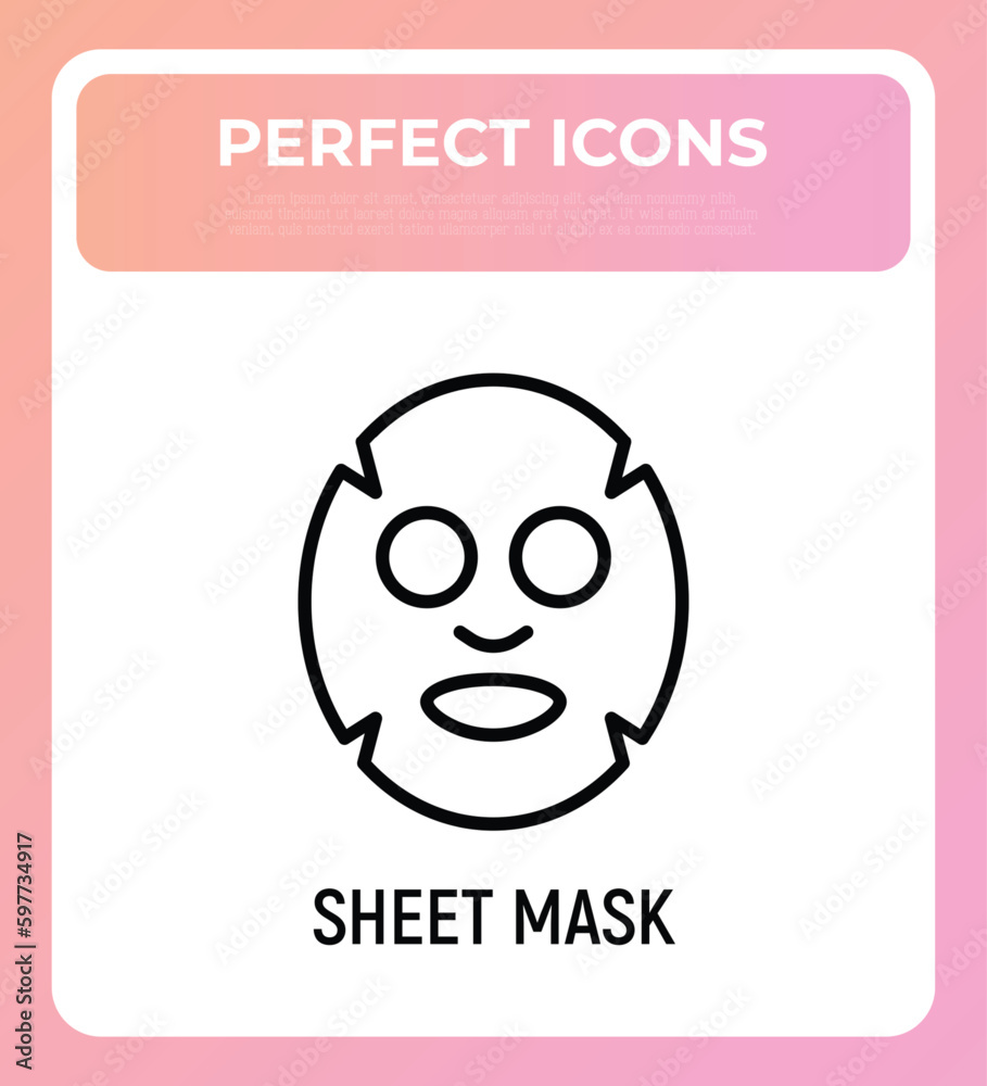 Facial sheet mask thin line icon. Modern vector illustration for beauty shop. Facial sheet mask thin line icon. Modern vector illustration for beauty shop.