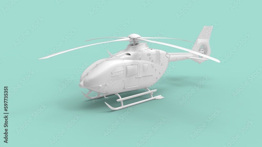 Obraz premium 3D rendering of a modern helicopter isolated in empty space background.