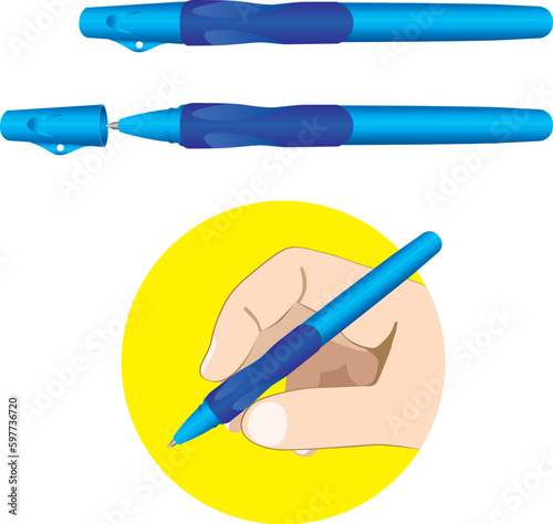 Ball point pen for proper holding in the hand