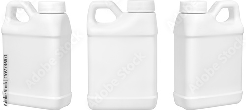 set of small white plastic canister isolated