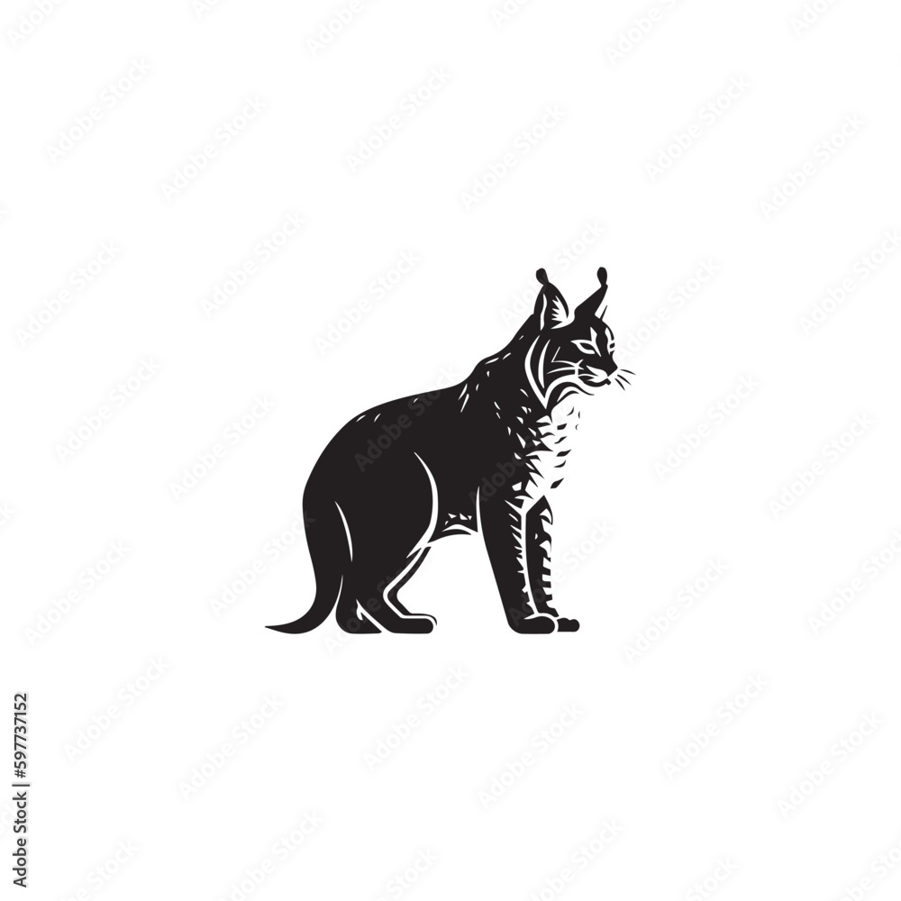 wild lynx - bobcat face head black and white vector design wild lynx - bobcat face head black and white vector design
