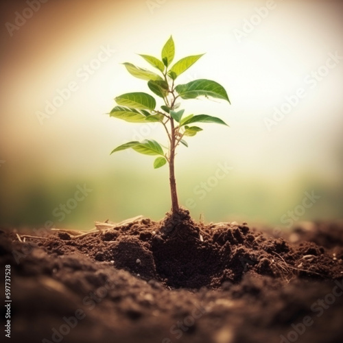 A flourishing plant sapling symbolizing growth, hope and environment