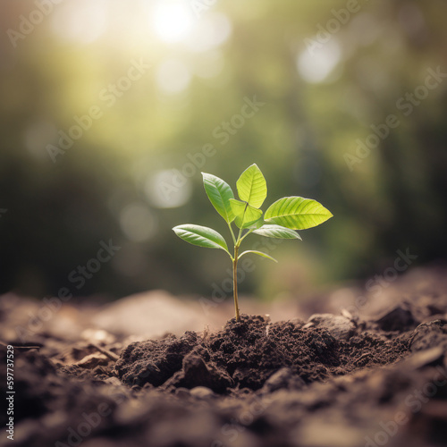 A flourishing plant sapling symbolizing growth, hope and environment