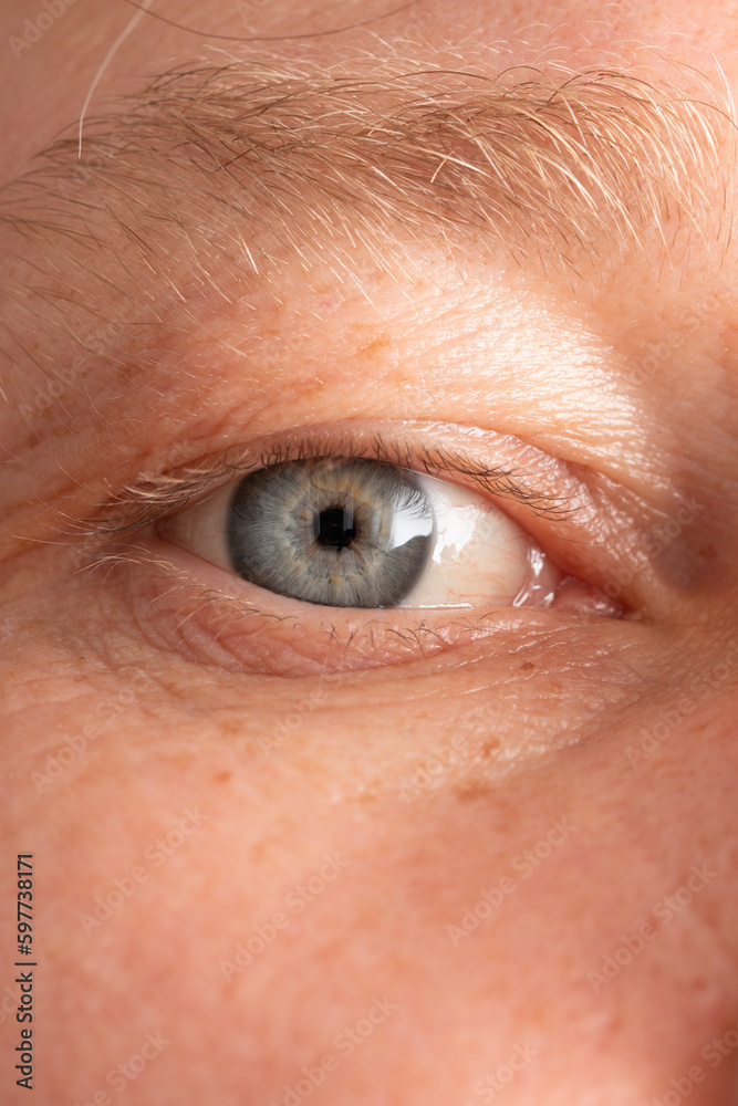 Close-up of a man's eye. Macro.