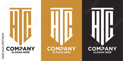 initial three letter shape logo vector H T C