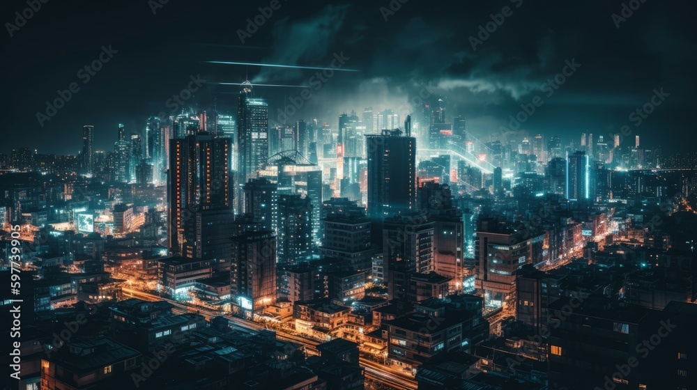 Obraz premium Futuristic City Generative AI