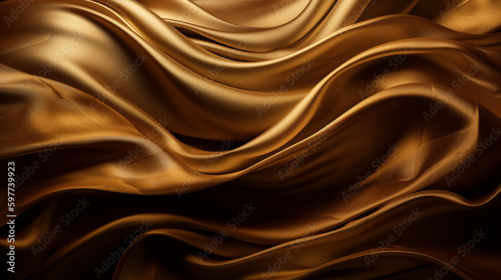 Fototapeta premium Abstract, texture, background, pattern. Texture of golden silk fabric. Generative Ai