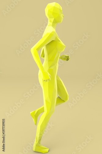 Naklejka Lowpoly Female Character 3D render