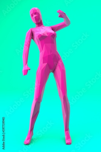 Lowpoly Female Character 3D render