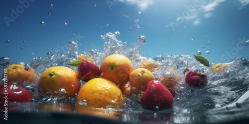 food green fruit water drop healthy vitamin fresh strawberry background grape. Generative AI.