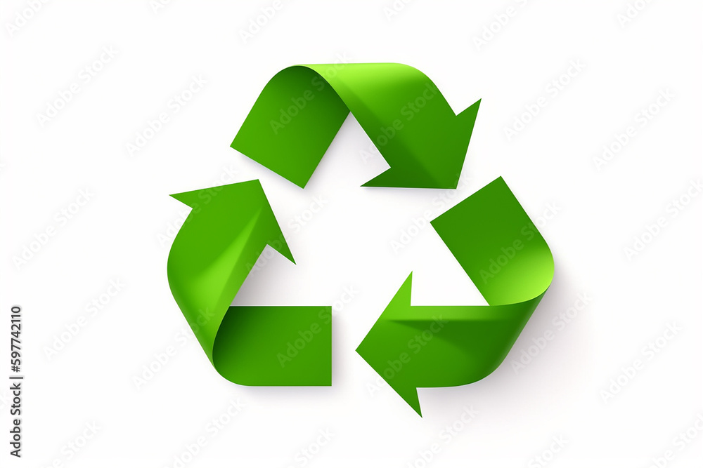 Recycling symbol on white. Green recycling arrows, reuse, recycle logo. AI generated Recycling symbol on white. Green recycling arrows, reuse, recycle logo. AI generated