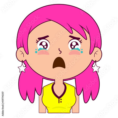 girl crying and scared face cartoon cute