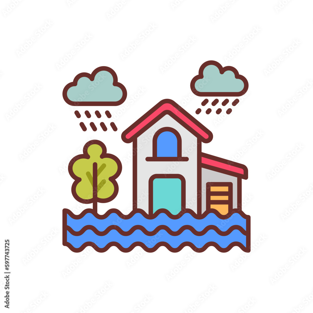 Flood icon in vector. Illustration