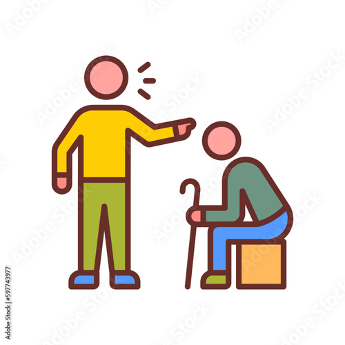 Elder Abuse icon in vector. Illustration