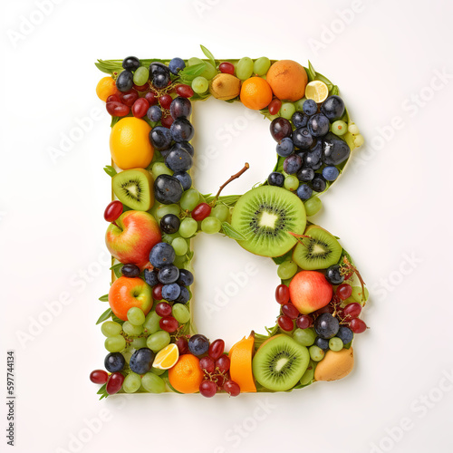  alphabet A, B, C, D, F, G, H, J, K, L, M, N, P, Q, R, S, T, V, X, Z, fruit, food, orange, apple, grape, grapes, fruits, isolated, fresh, healthy, red, green, white, diet, citrus, generative ai