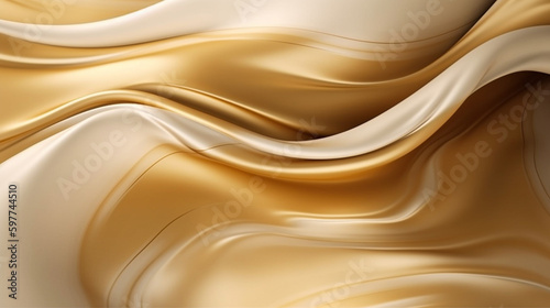 Abstract, Texture, Background, Pattern. Texture of Bright Gold and White Silk Waves Background. Generative Ai
