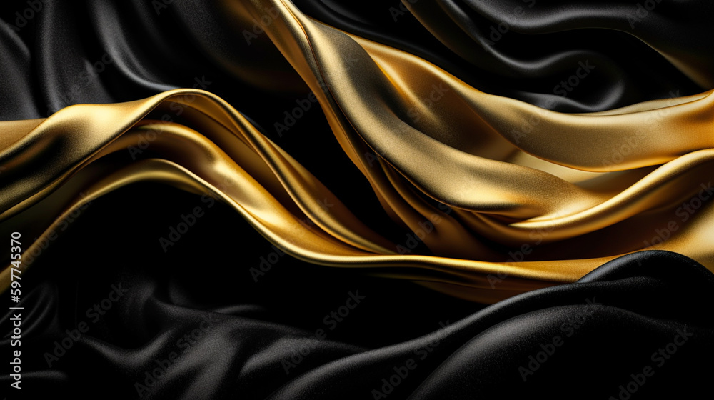 Abstract, Texture, Background, Pattern. Texture of Luxury Bright Gold and White and black Silk Waves Background. Generative Ai Abstract, Texture, Background, Pattern. Texture of Luxury Bright Gold and White and black Silk Waves Background. Generative Ai