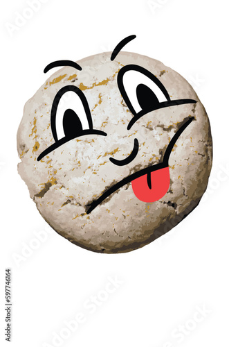 Cookies with a smile, baking, cooking. Icon, symbol, logo, vector drawing