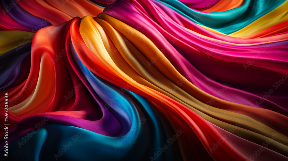 Abstract, Texture, Background, Pattern. Texture of Luxury Bright Bright Multicolored Silk Waves Background. Generative Ai Abstract, Texture, Background, Pattern. Texture of Luxury Bright Bright Multicolored Silk Waves Background. Generative Ai