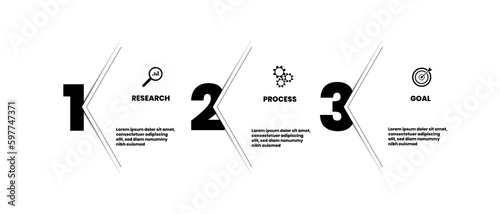 Vector business infographic concept, infographic three steps and business icons, white background