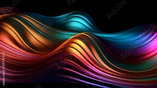 Abstract, texture, background, pattern. Texture of luxury shiny colorful metallic gradients silk waves background. Generative Ai