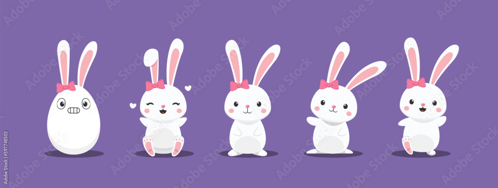 A set of rabbit doing pose. Isolated Vector Illustration. A set of rabbit doing pose. Isolated Vector Illustration.