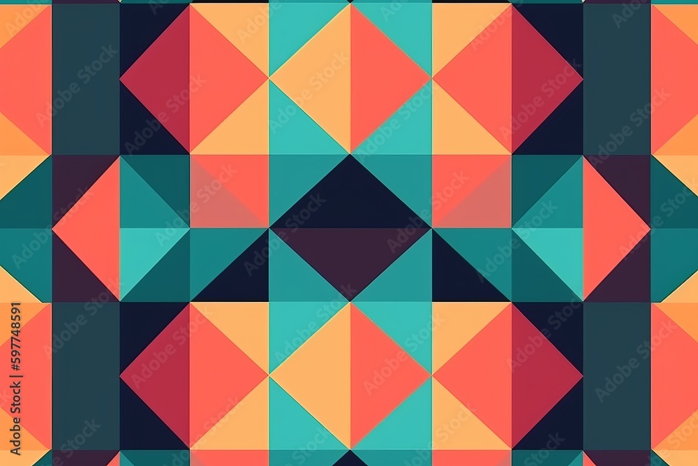 simple seamless geometric pattern, abstract colorful geometric pattern, seamless geometric pattern with triangles, geometric background, abstract geometric background, Generative AI