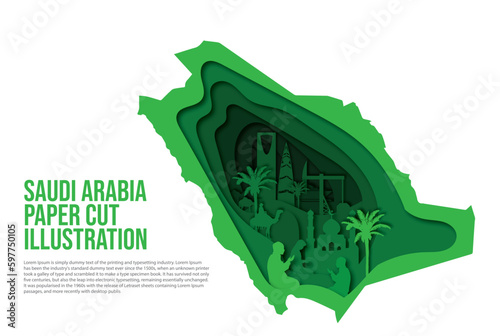 Saudi Arabia Map Illustration art 