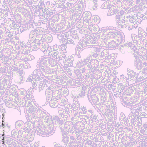 Vector seamless paisley pattern. Vintage flowers background. Decorative ornament backdrop for fabric  textile  wrapping paper  card  invitation  wallpaper  web design