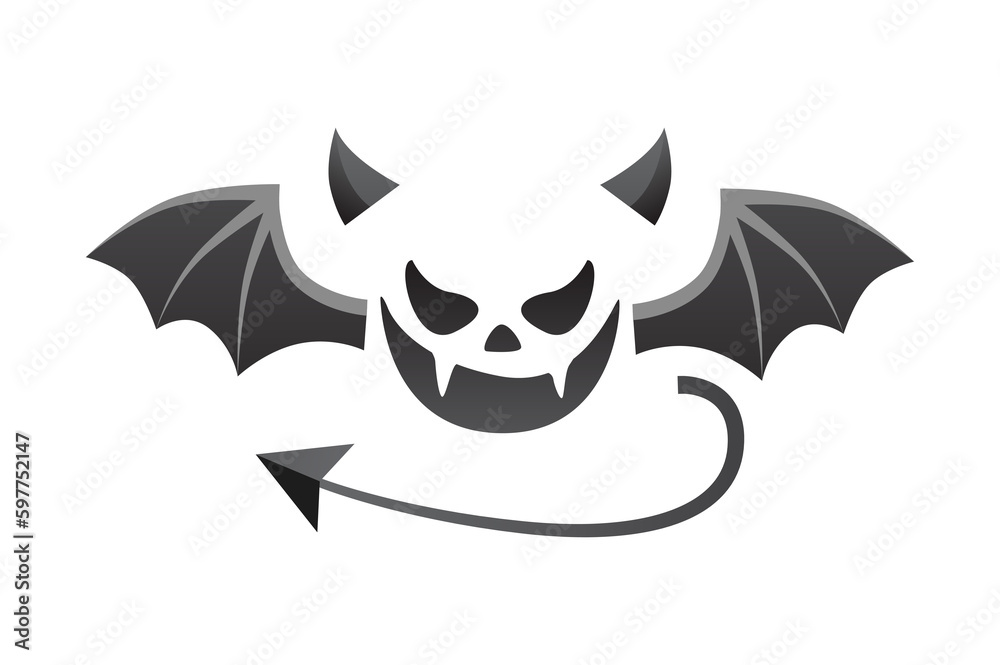 Devil tail, horns and wings. Demonic black elements for the photo decoration. Devil tail, horns and wings. Demonic black elements for the photo decoration.