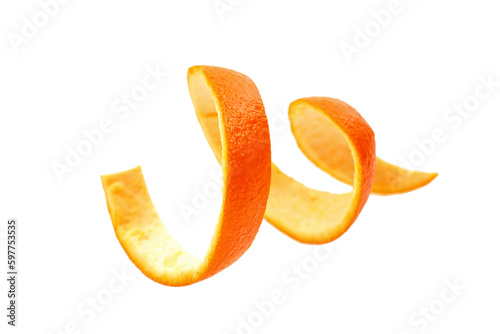 Dry peel of orange, isolated on white background 