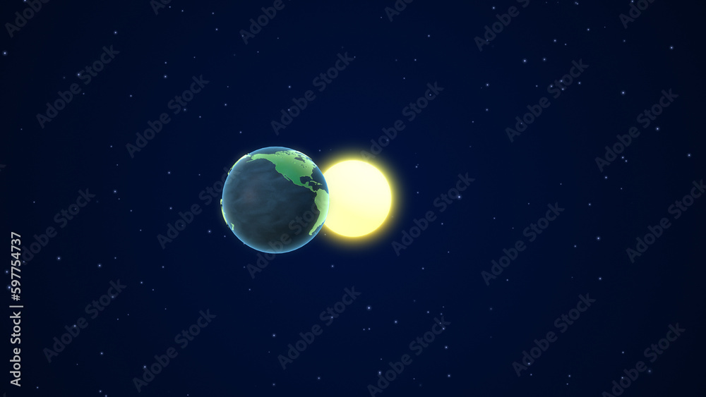 The planet Earth with the moon in outer space