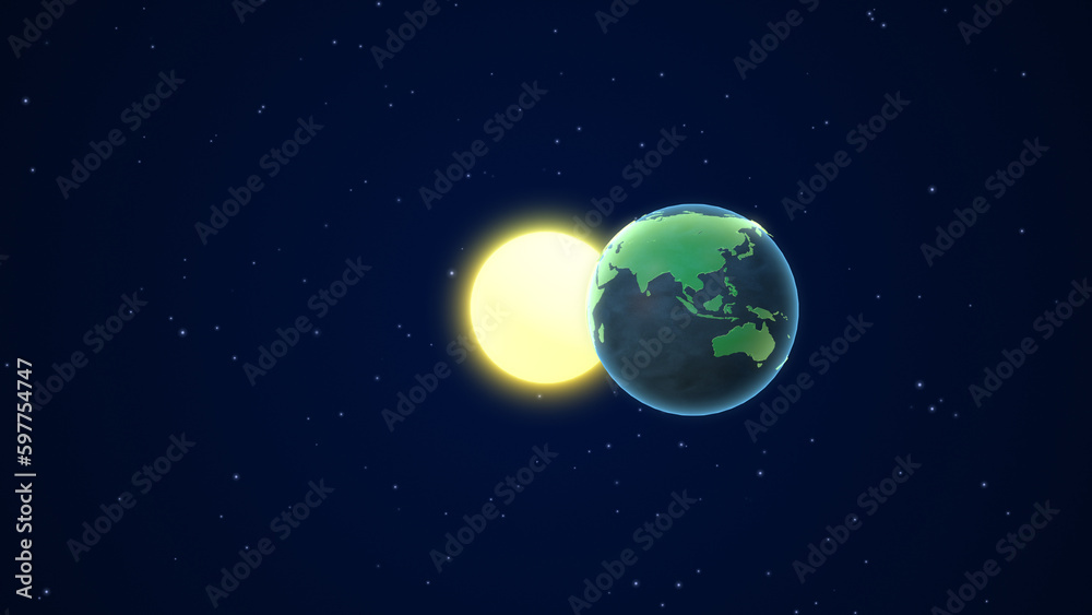 The planet Earth with the moon in outer space