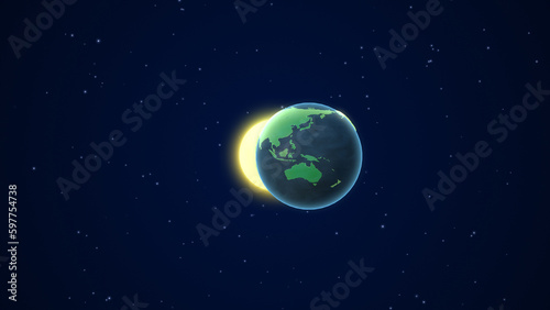 The planet Earth with the moon in outer space © Silver Place