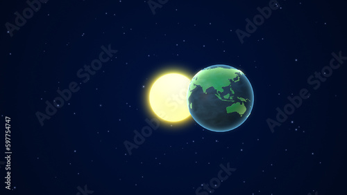 The planet Earth with the moon in outer space © Silver Place