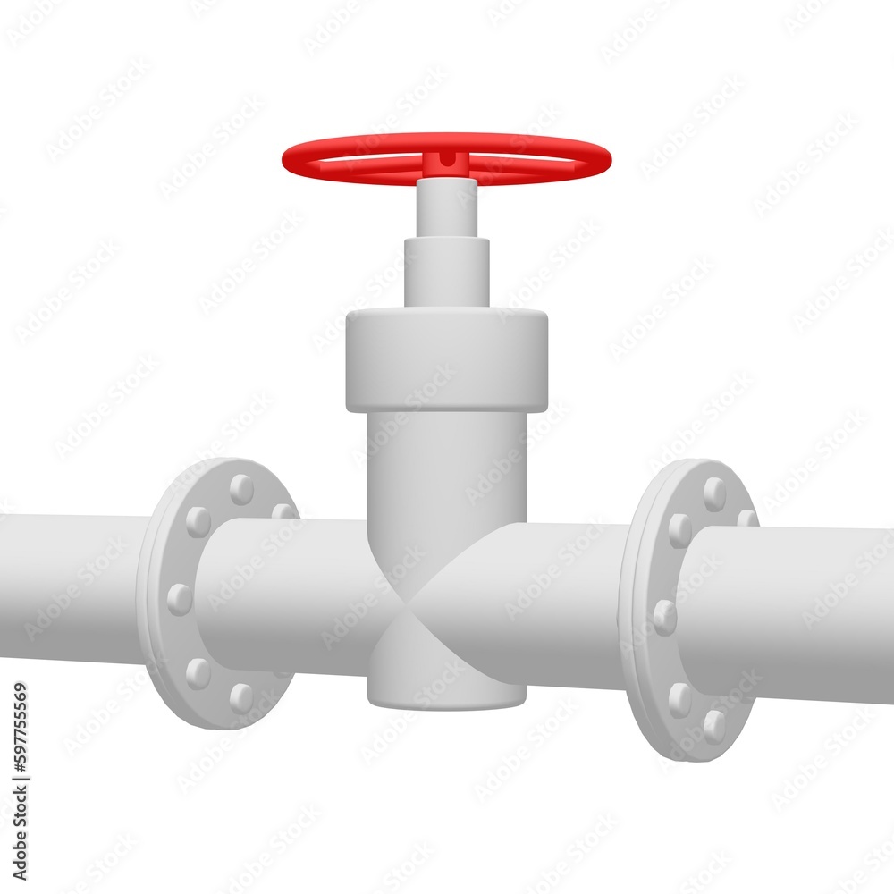 Red valve on the main gas pipeline Red valve on the main gas pipeline