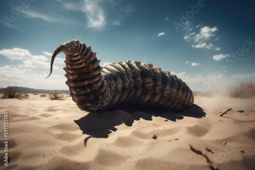 Giant worm emerging from desert ground - Generative AI © Michael Böhm