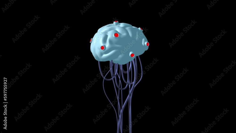 Cyber brain wired neural network. Robotic eternal organ. Cyborg robot ...
