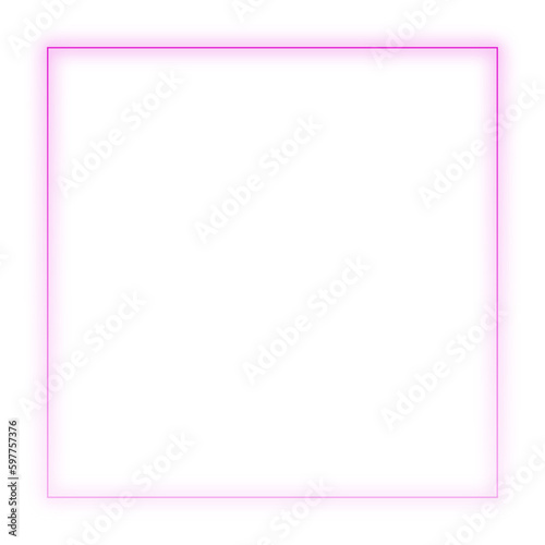 Rectangle neon frame colour at transparent background. Glowing neon frame in retro 80s - 90s style. Colored neon sign with empty space. Editable Vector file